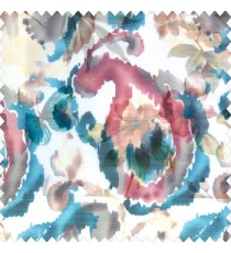 Brown white grey blue color traditional digital random designs abstract flower leaf fruits patterns poly fabric sheer curtain